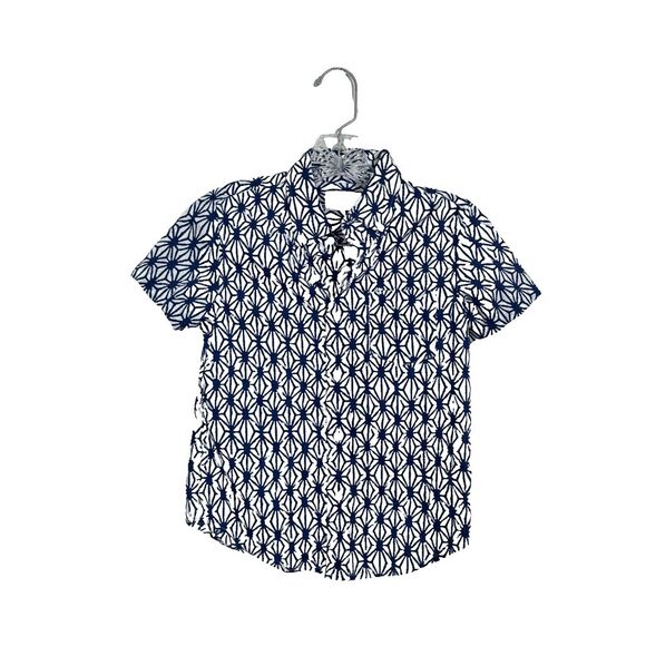 J.Crew Crewcuts Boys short-sleeve‎ poplin button-down Navy Size 8 - Picture 1 of 3